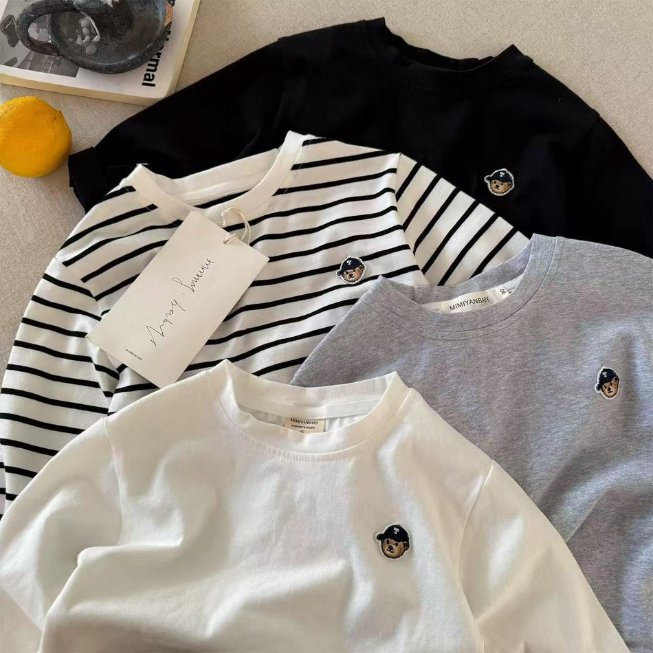 Kids Striped Bear Long-Sleeve Cotton Top