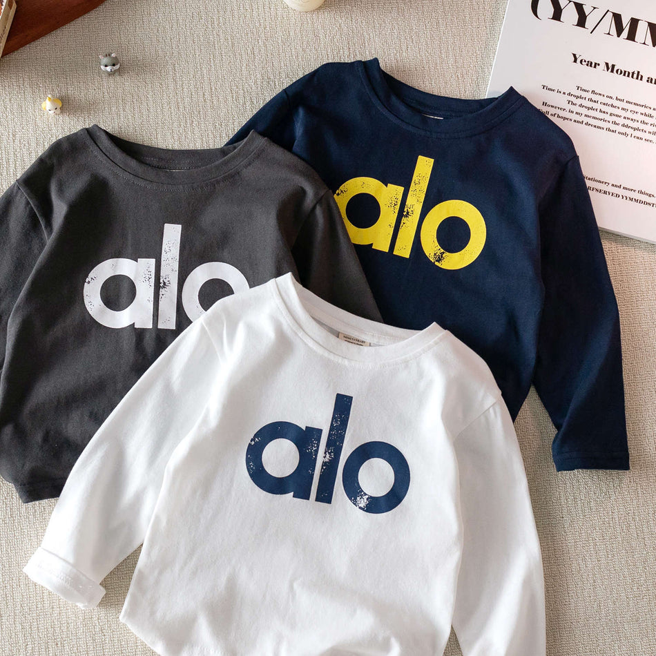 Kids Korean Style Alphabet Long-Sleeve Tee