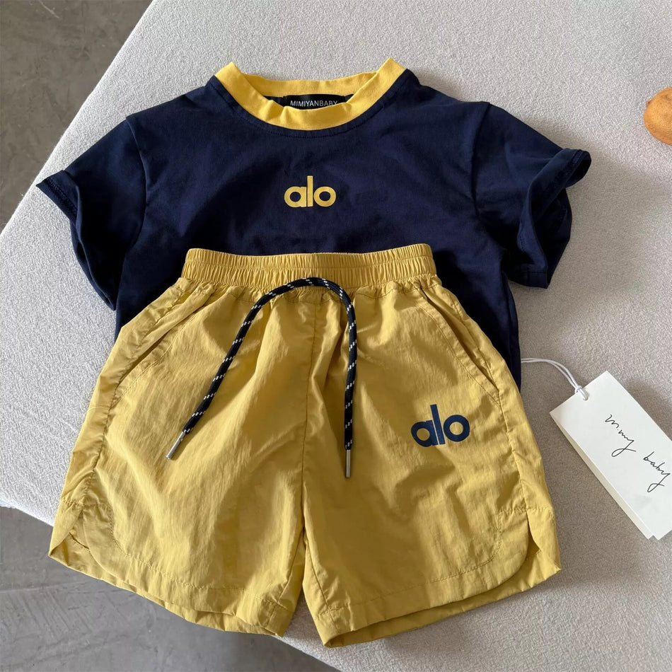 Kids Breathable Letter Print Summer Two-Piece Set