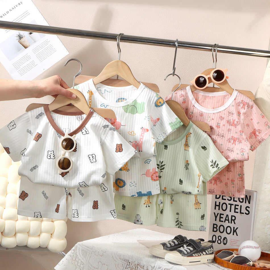 Kids Thin Jacquard Cotton Summer Outfit Set