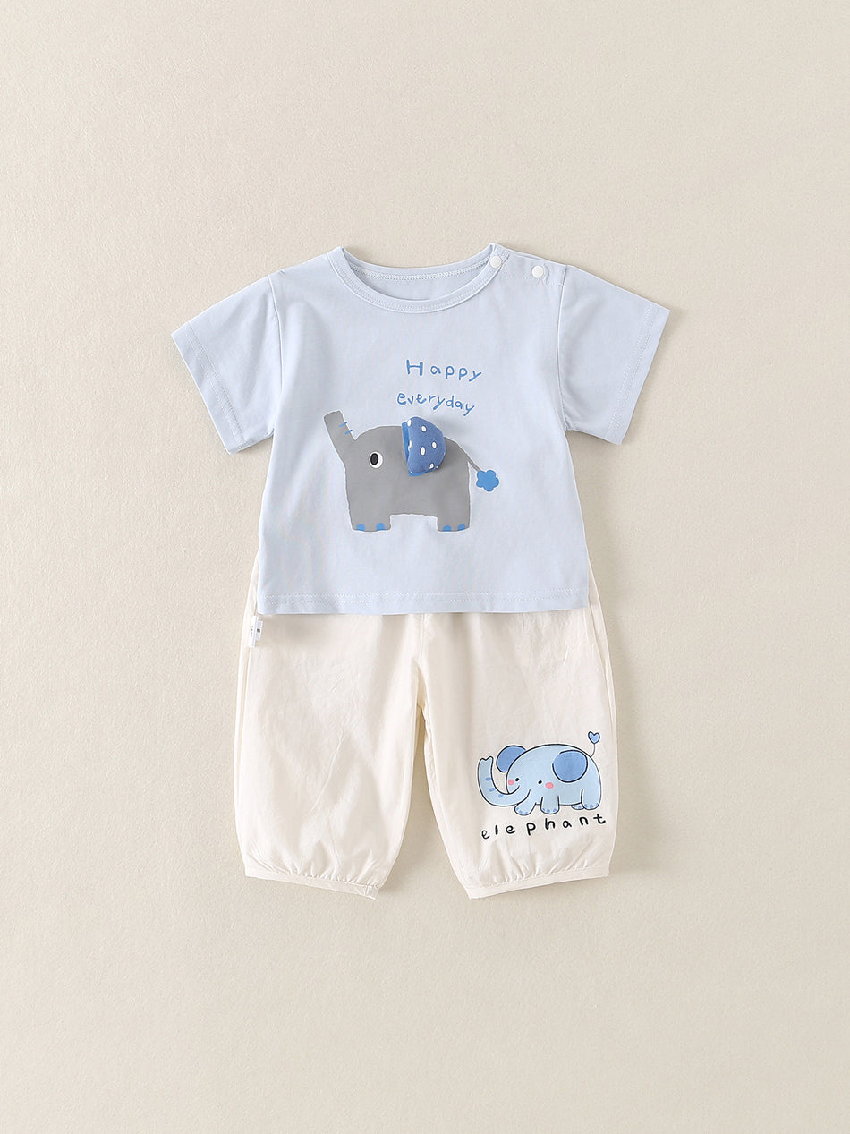 Boys Cartoon Pure Cotton Summer Two-Piece Set
