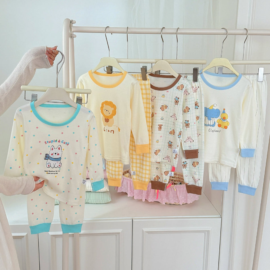 Children's Pure Cotton Cartoon Long-Sleeve Pajama Set