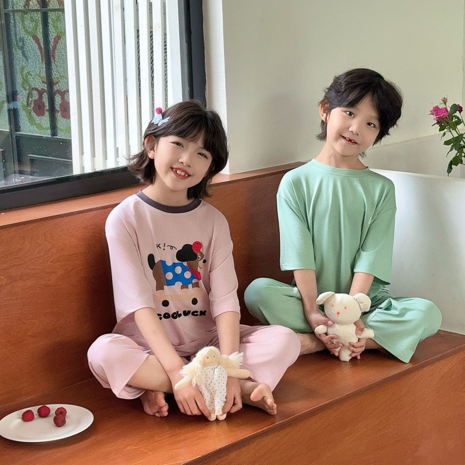 Kids & Parent-Child Ice Silk Summer Air-Conditioning Pajama Set