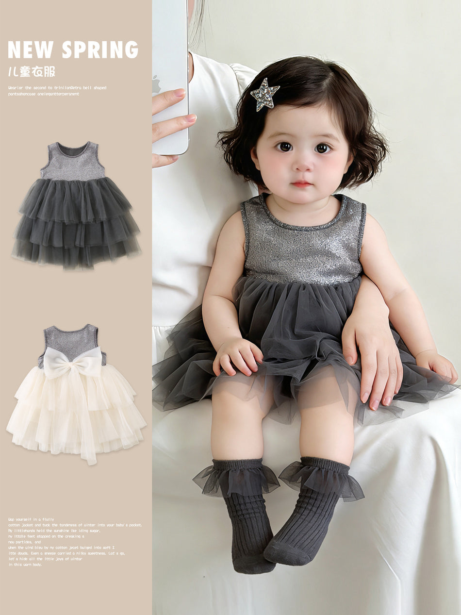 Korean Style Sleeveless Princess Tutu Dress for Baby Girls