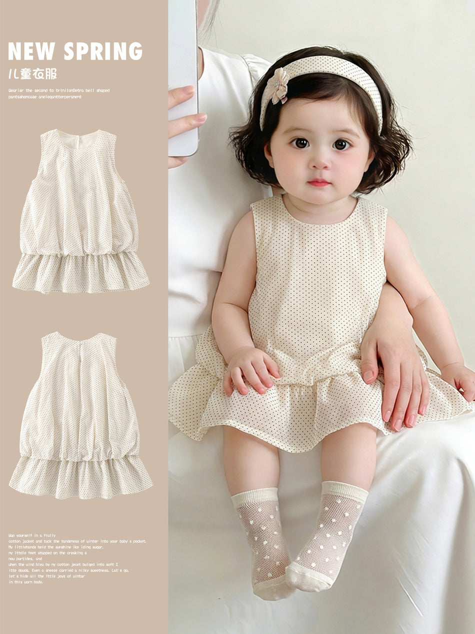 Girls’ Sleeveless Doll Collar Summer Dress Korean Style