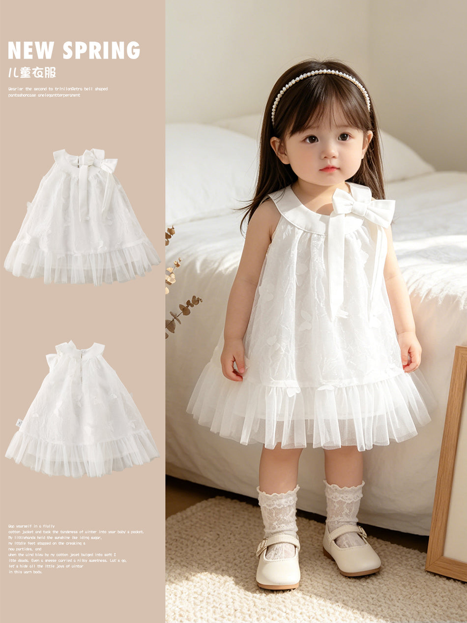 Girls’ 3D Butterfly Sleeveless Princess Summer Dress