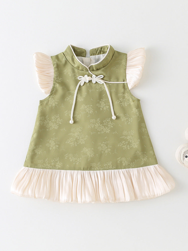 Pure Cotton Retro Chinese Style Baby Climbing Bodysuit for Newborns
