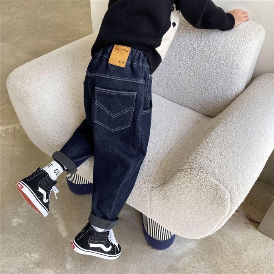 Kids Relaxed Fit Denim Pants Cotton Casual Jeans for Older Kids