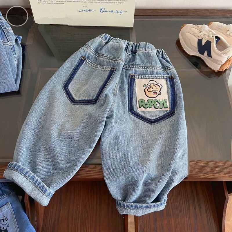Kids Straight Leg Denim Pants Korean Style Casual Cotton Jeans