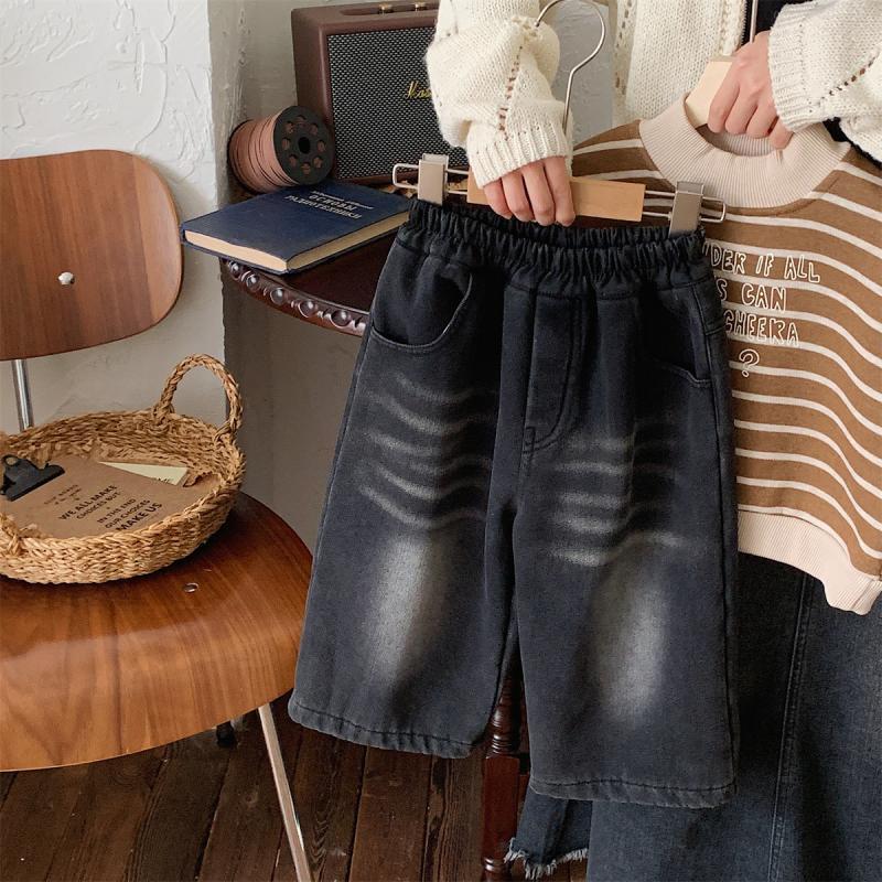 Kids Retro Straight Leg Denim Pants Korean Style Casual Jeans