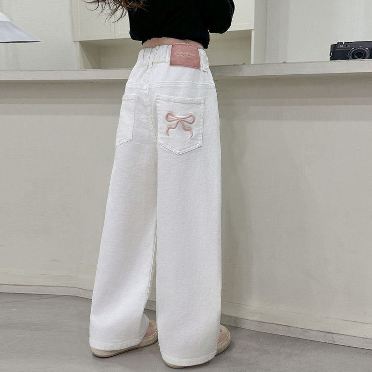 Kids Straight Leg Cotton Pants Korean Style Casual Wide Trousers