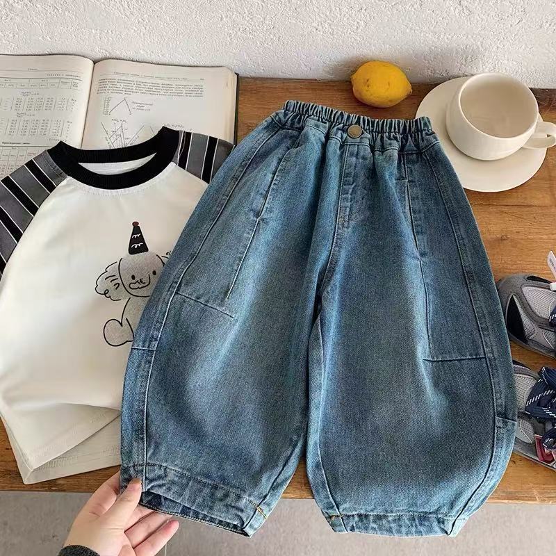 Kids Loose Fit Denim Pants Korean Style Casual Fashion Jeans