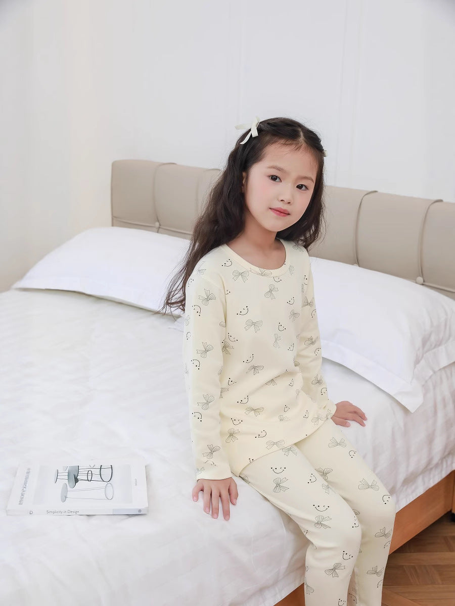 Kids Cotton Velvet Pajama Set Warm Cartoon Long Sleeve Loungewear