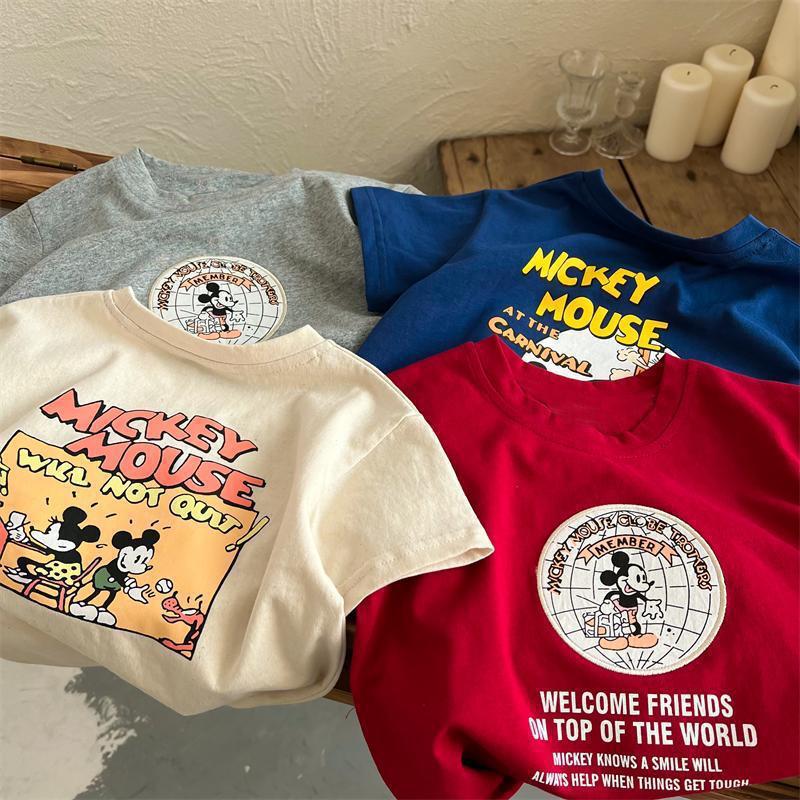 Kids Cotton Cartoon Short Sleeve T-Shirt Summer Casual Crewneck Top