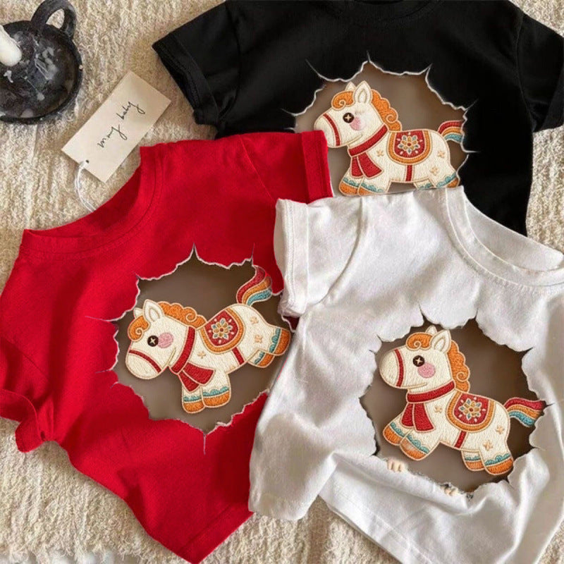 Kids Pure Cotton Cartoon Short Sleeve Summer T Shirt