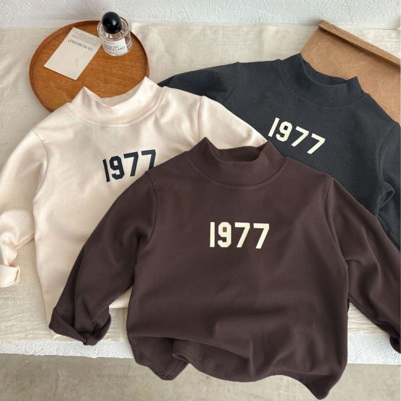 Kids Velvet High Neck Base Layer Winter Long Sleeve Top