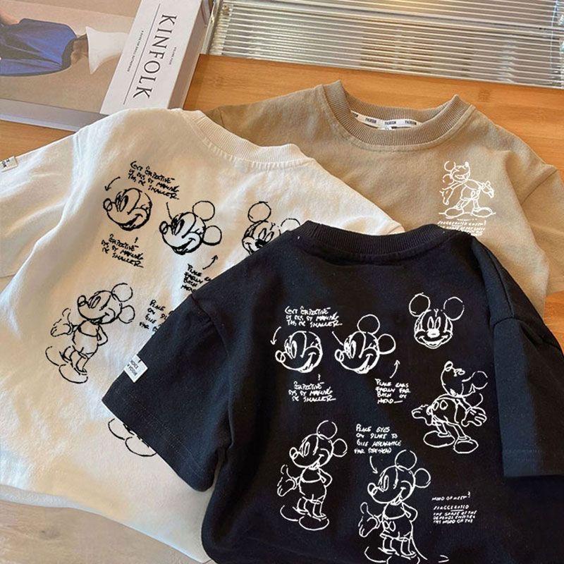 Kids Cotton Cartoon Print Short Sleeve Summer T Shirt Top