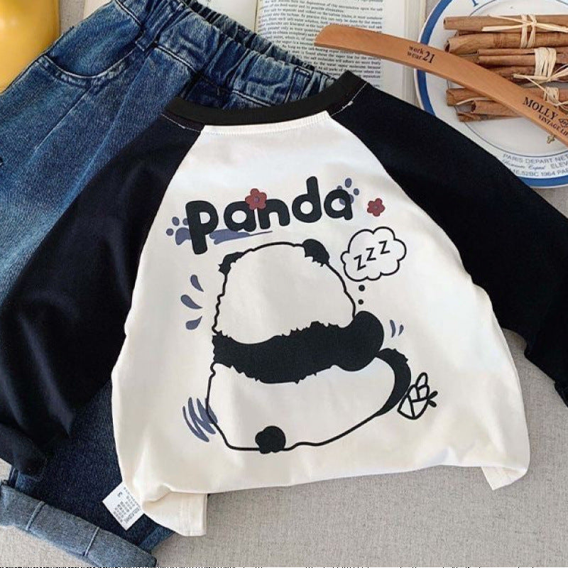 Kids Cotton Cartoon Print Long Sleeve Casual Base Layer Top