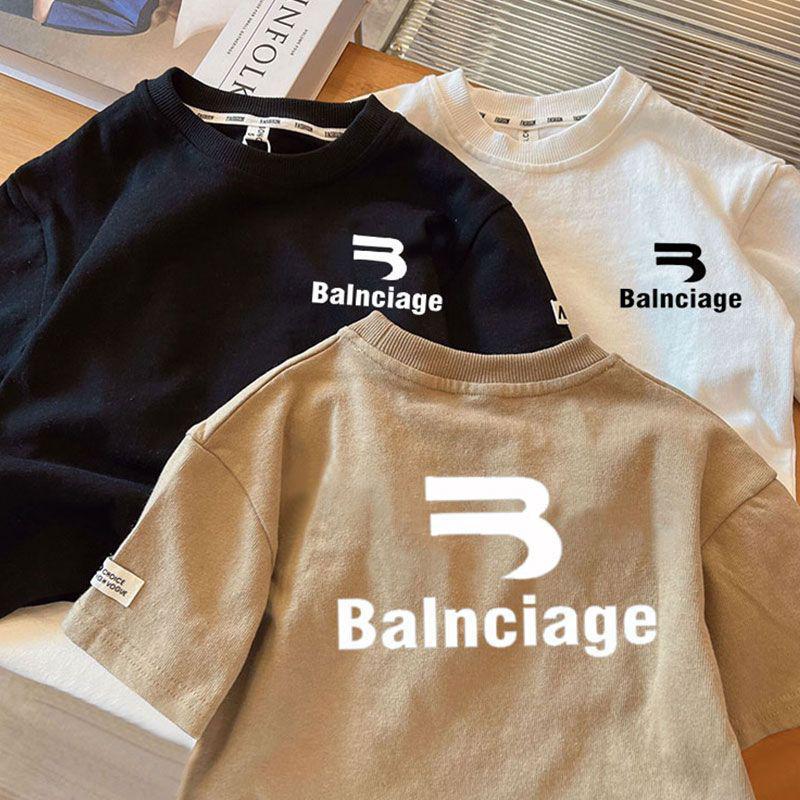 Kids Cotton Letter Print Short Sleeve Crew Neck Summer T Shirt