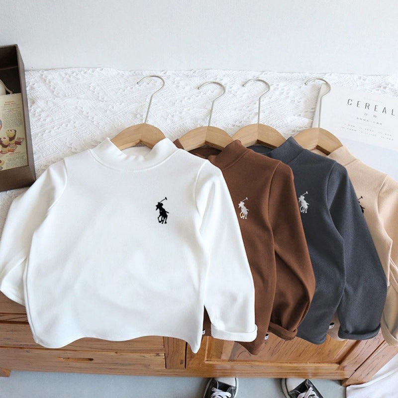 Kids Warm Velvet Long Sleeve Base Layer Winter Top Unisex