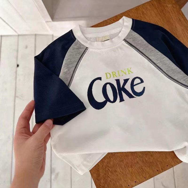 Kids Cotton Letter Print Short Sleeve Summer T Shirt Top