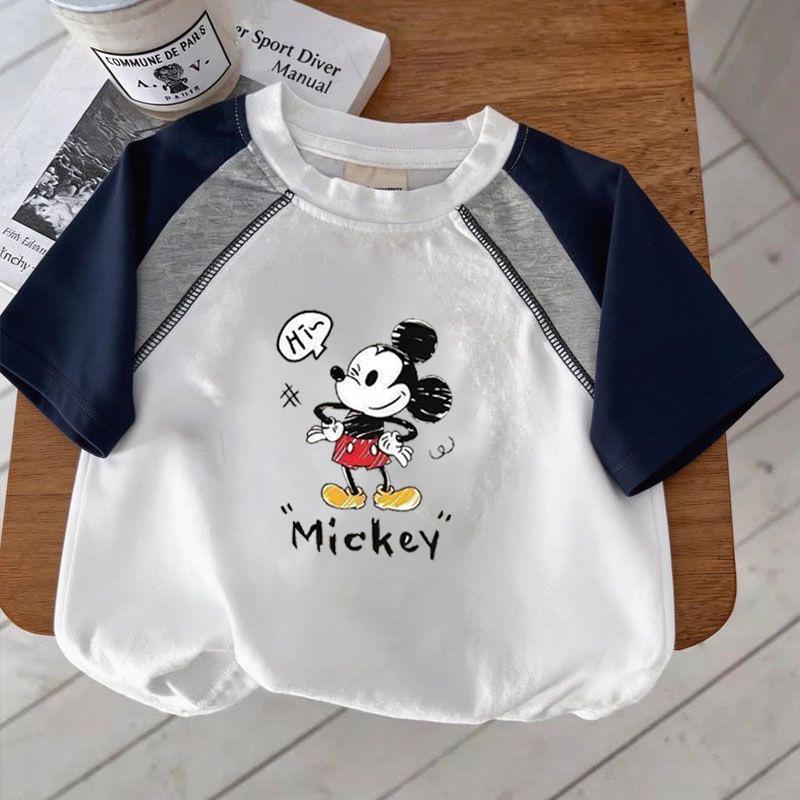 Kids Cotton Color Block Mesh Patchwork Short Sleeve T Shirt