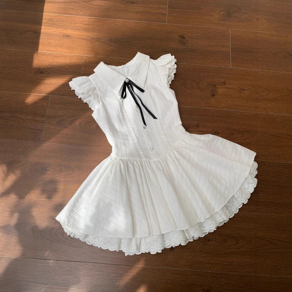 Girls French Style Bow Tulle Princess Dress Elegant A-Line