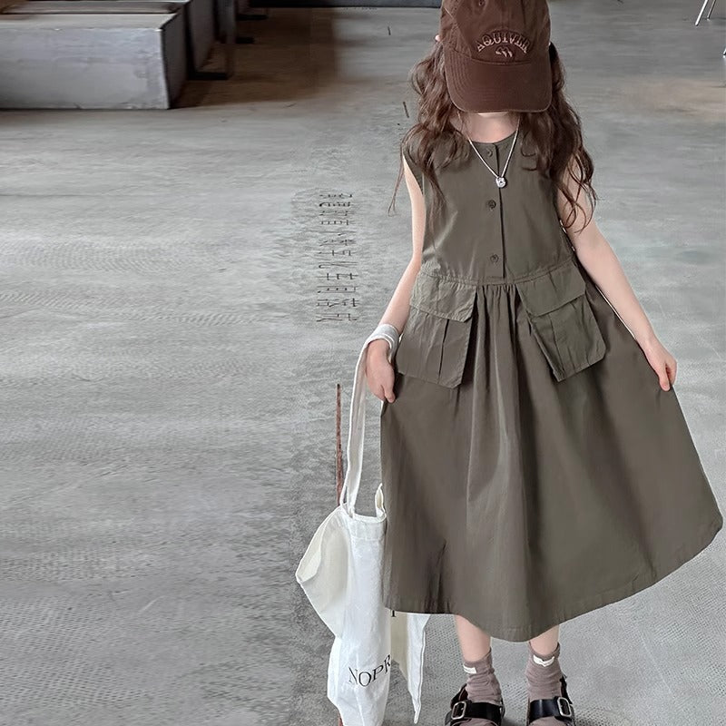 Girls Korean Style A-Line Princess Dress Casual Summer Dress