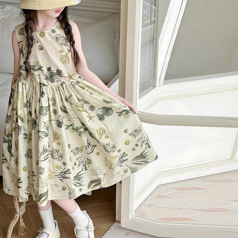 Girls Color-Block Sleeveless Princess Dress Korean Style Summer Dress