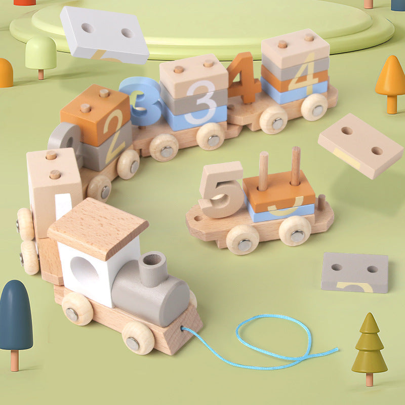 Wooden Number Train Puzzle Educational Early Learning Toy