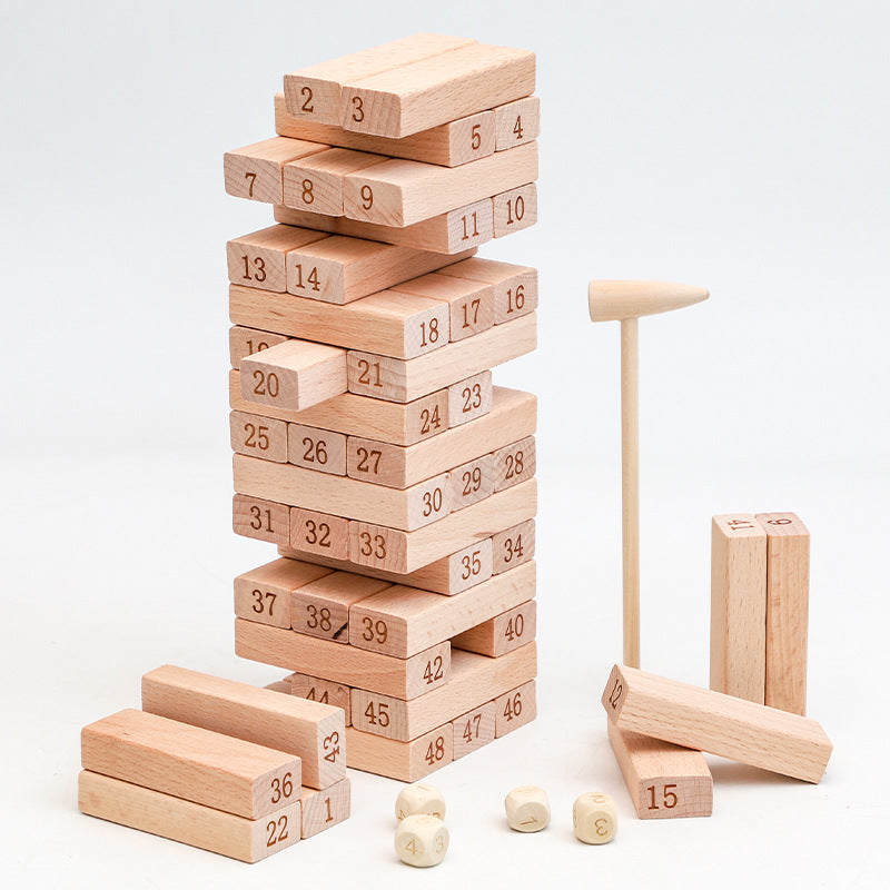 Beech Wood Digital Jenga Stacking Blocks Educational Toy Set