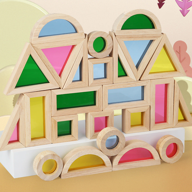 Wooden Rainbow Light and Shadow Building Blocks Set