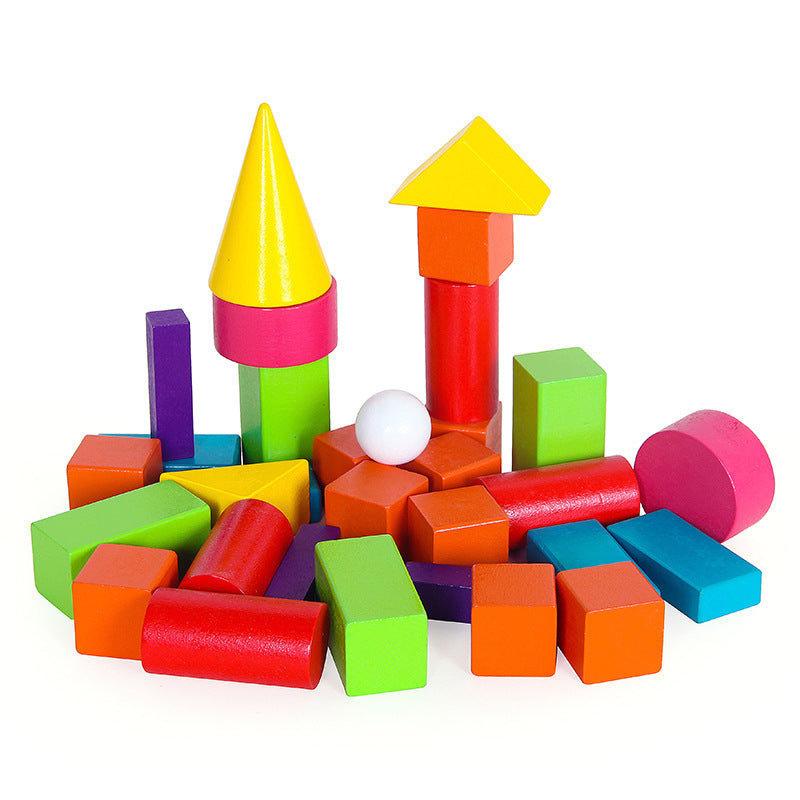 Wooden Geometric Shape Math Teaching Building Blocks Set