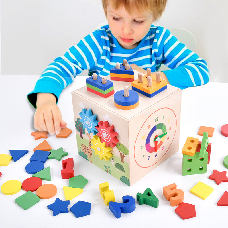 Wooden Shape Sorting Intelligence Box Educational Learning Toy