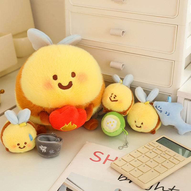 Cute Bee Plush Keychain Bag Charm Soft Hanging Doll