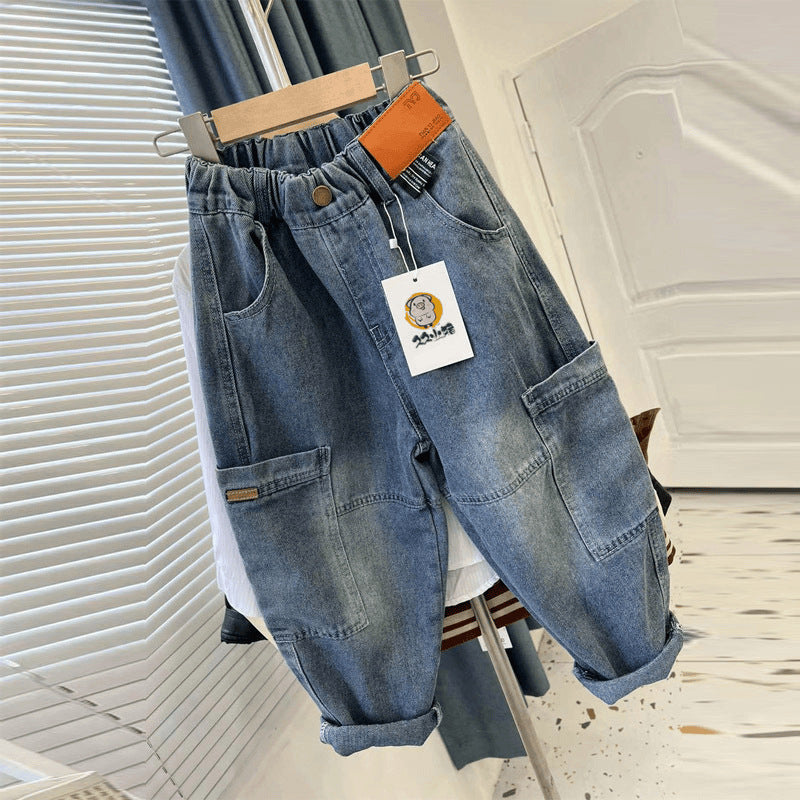 Boys Loose Fit Cotton Denim Jeans Casual Everyday Pants