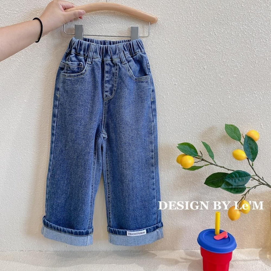 Girls Straight Leg Denim Jeans Casual All-Match Trousers