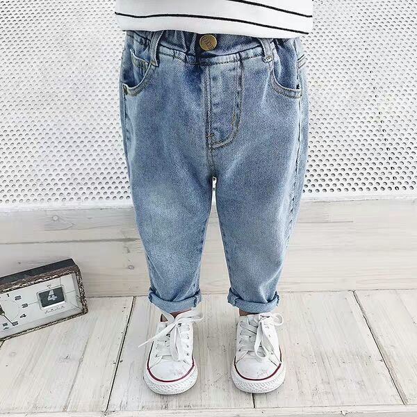 Kids Stretch Denim Jeans Loose Fit Casual Korean Style Pants