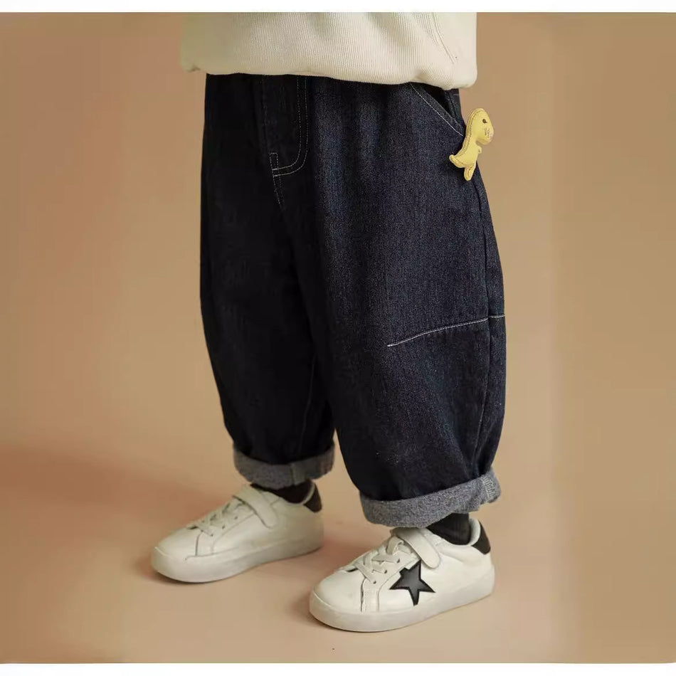 Kids Loose Fit Denim Jeans Casual Korean Style Pants