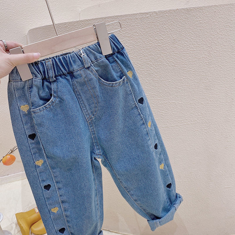 Girls Loose Fit Denim Jeans Casual Korean Style Pants