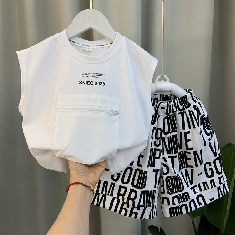 Kids Summer Sleeveless Vest Set Casual Two-Piece Shorts Outfit
