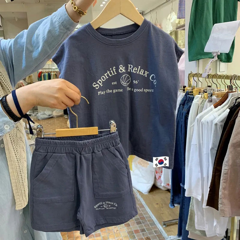 Kids Summer Sports T-Shirt Set Casual Two-Piece Outfit