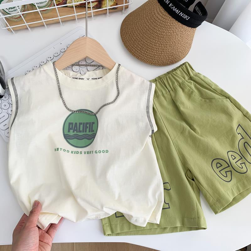 Kids Summer Sleeveless Vest Set Casual Two-Piece Shorts Outfit