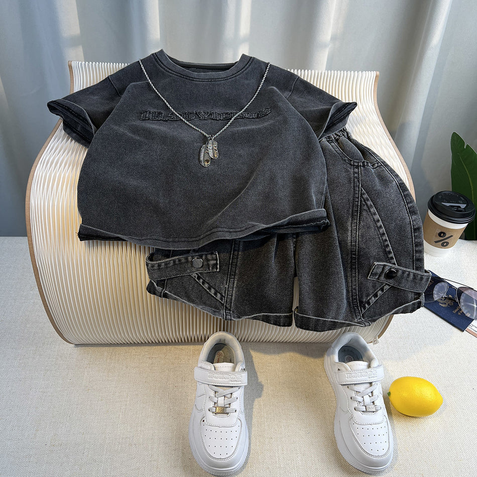 Kids Summer T-Shirt and Shorts Set Casual Korean Style Outfit