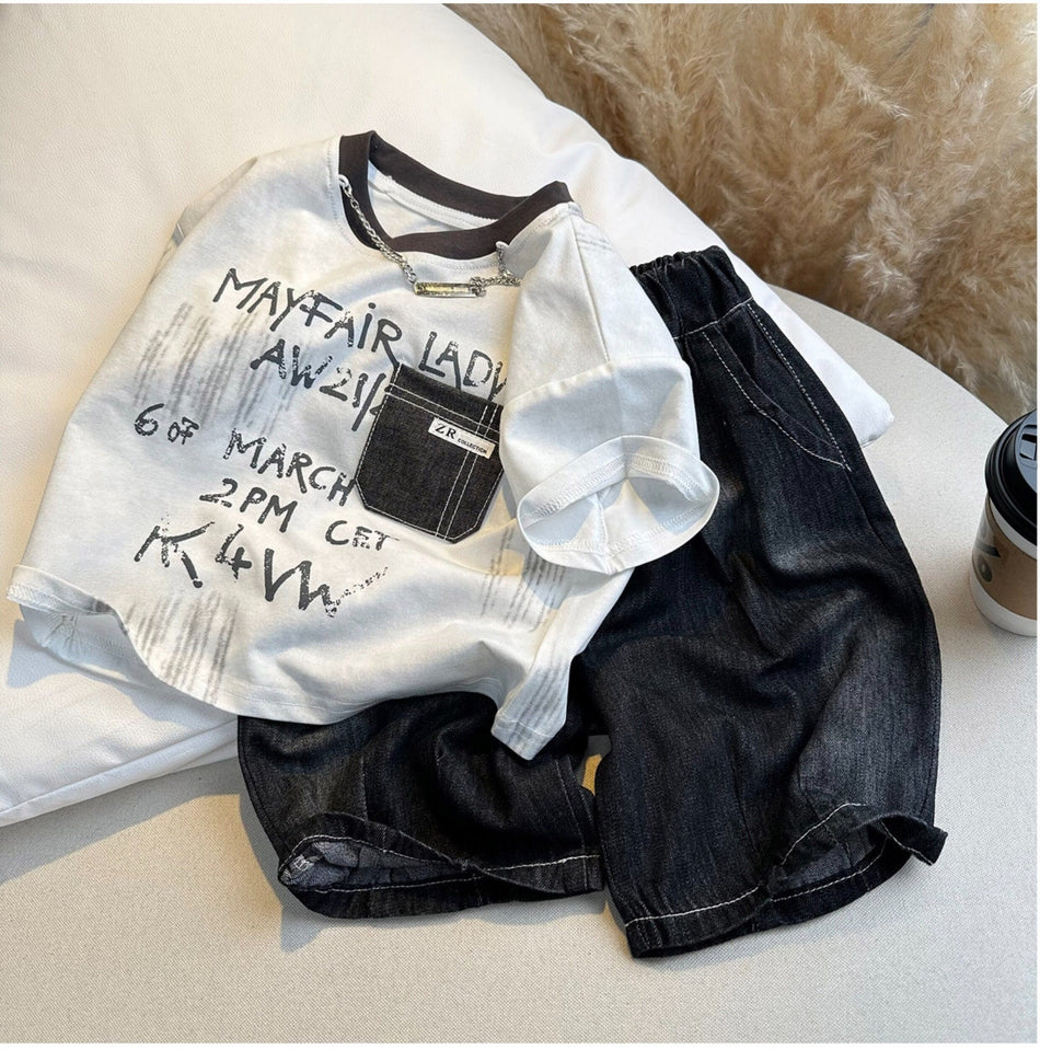 Kids Summer T-Shirt Set Casual Two-Piece Shorts Outfit