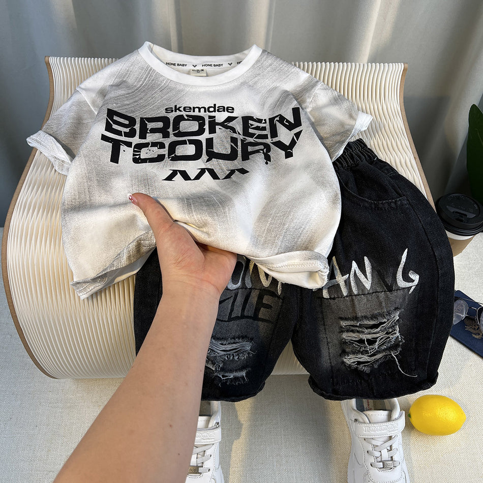 Kids Summer Casual T-Shirt Set Two-Piece Shorts Outfit