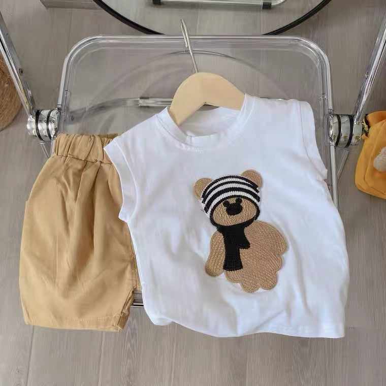 Kids Summer Sleeveless Vest Set Casual Two-Piece Outfit