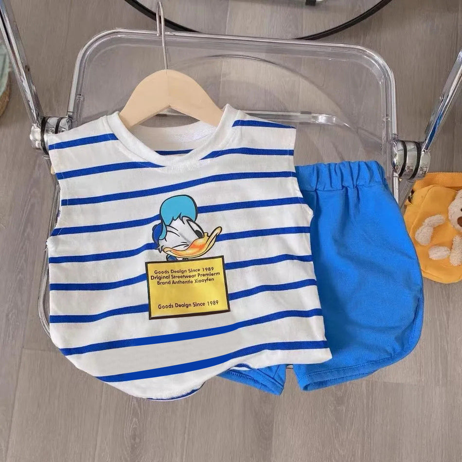 Boys Cotton Vest Shorts Set Cartoon Summer Kids Outfit