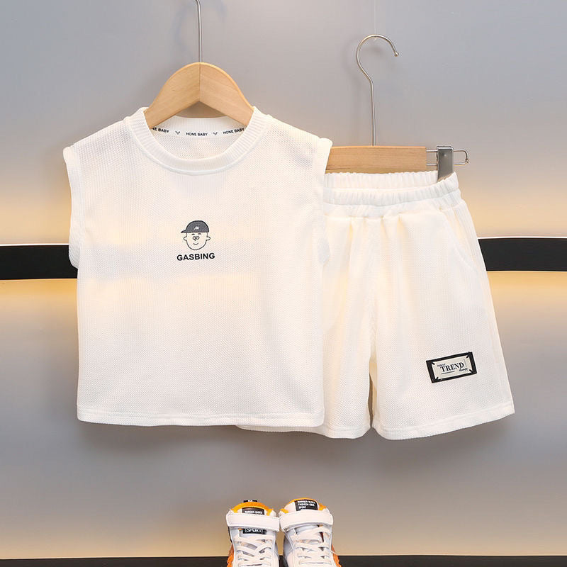 Boys Sleeveless Vest Summer Two-Piece Casual Outfit Set