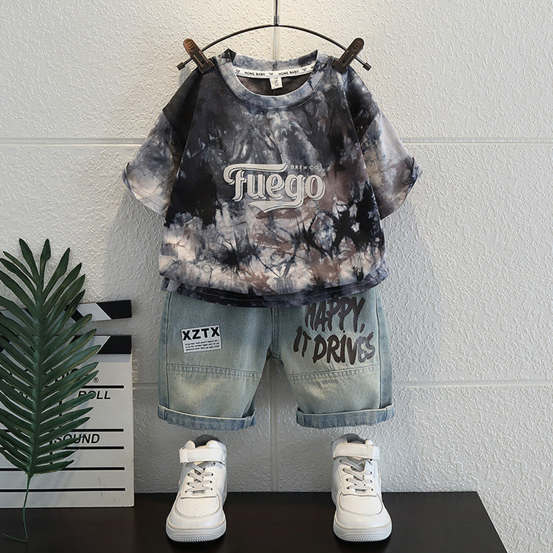 Boys Cotton Summer Two-Piece Shorts Set Casual Outfit